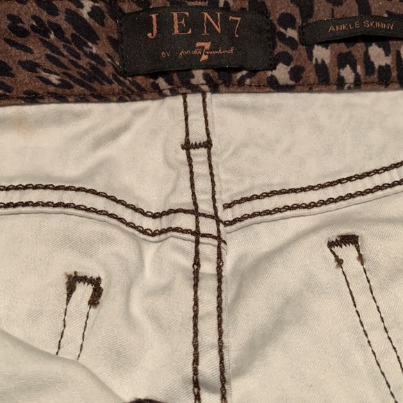 JEN 7 FOR ALL MANKIND SPECIAL DYED ANKLE SKINNY JEANS LUXE LEOPARD PRINT 8 /10 - Picture 15 of 16